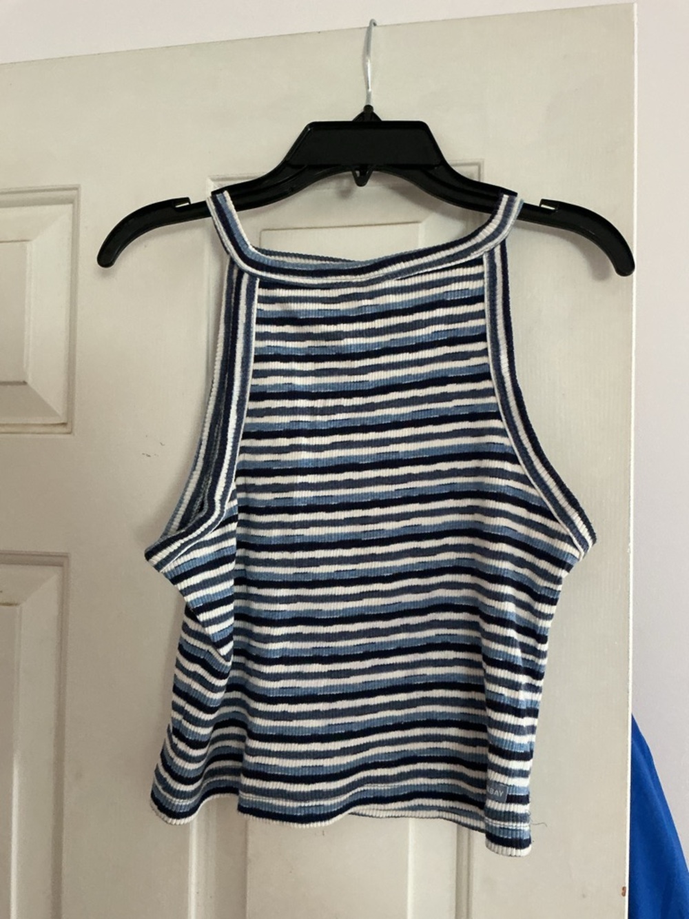 UNIONBAY Striped Ribbed Halter Tank - Navy & White